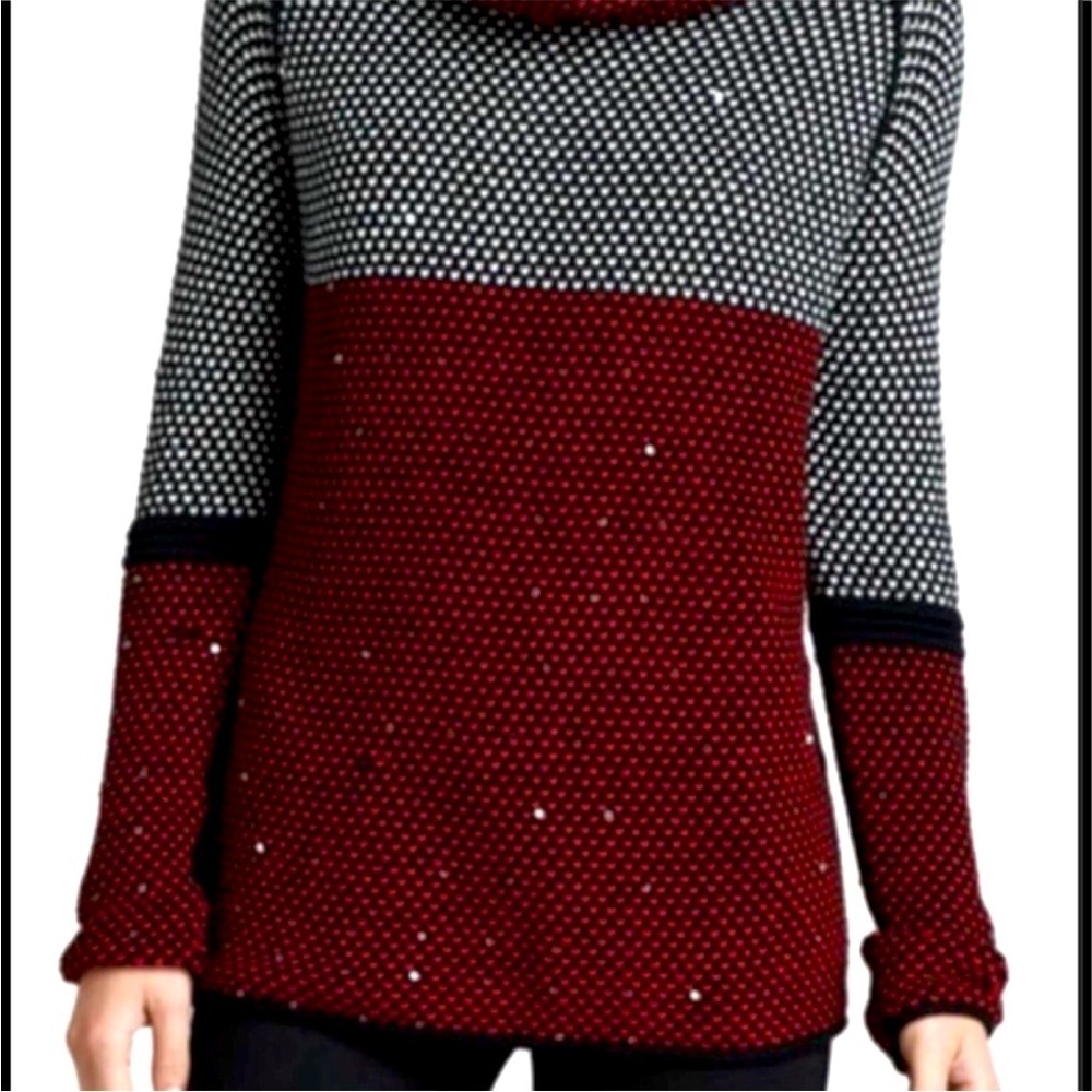 Lisa Todd Cashmere & Cotton Blend Color Block Birds-eye Knit Sweater SZ S